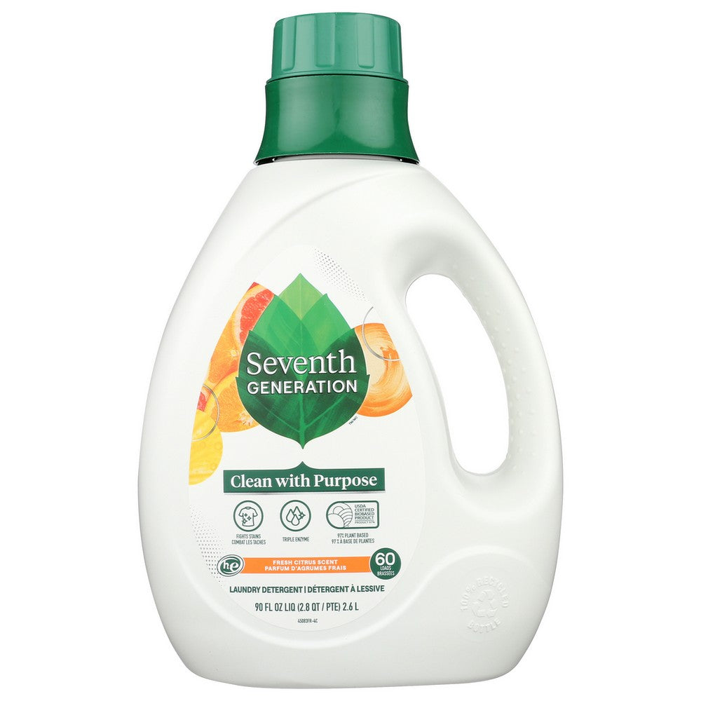 Seventh Generation® 68637758,  90 Oz Liquid Laundry - Fresh Citrus 90 Fluid Ounce,  Case of 4