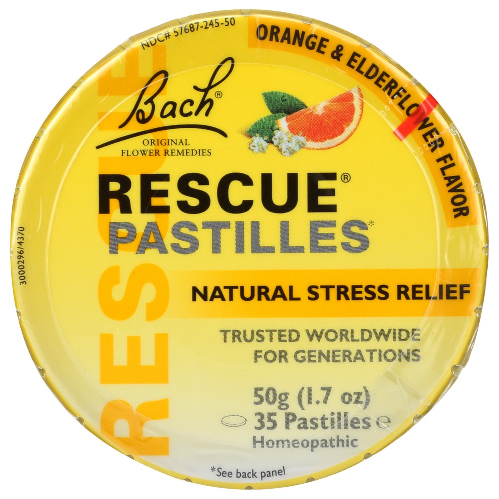 Bach® Bf01451, Bach Natural Stress Relief Rescue Pastilles, Orange And Elderflower, 50 G. Tin,  Case of 12