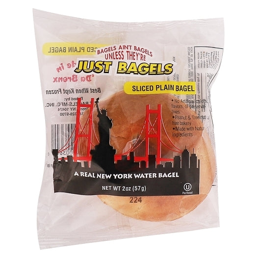 Just Bagels Individually Wrapped Sliced Mini Plain Bagel - 2 Ounce 60 Per Case