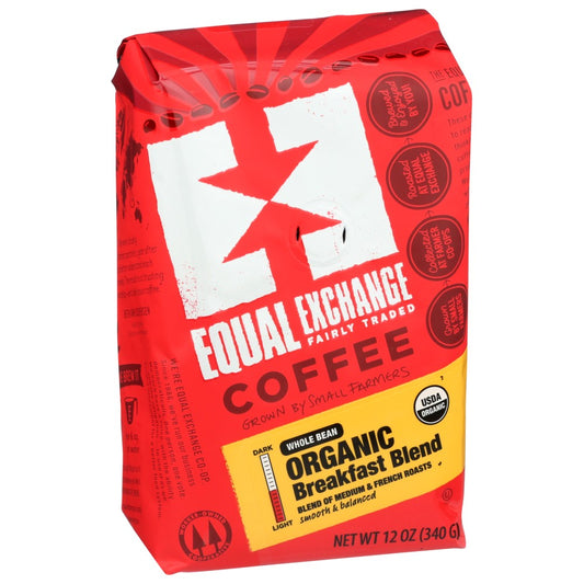 Equal Exchange ,  Coffee Breakfast Blend Whole Bean Wtg Og 12 Ounce,  Case of 6