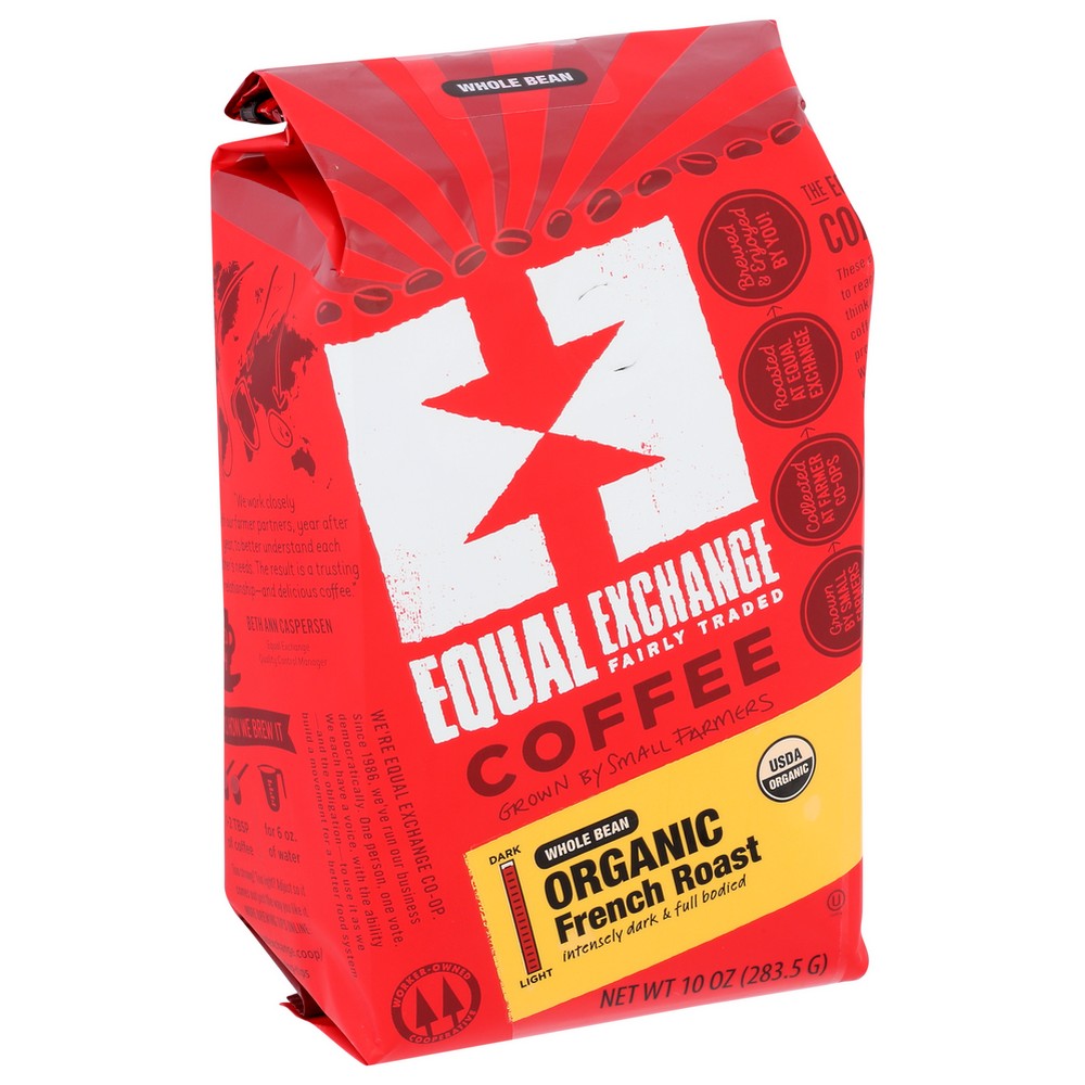 Equal Exchange , Organicanic French Roast Whole Bean Coffee Coffee 10 Ounce,  Case of 6