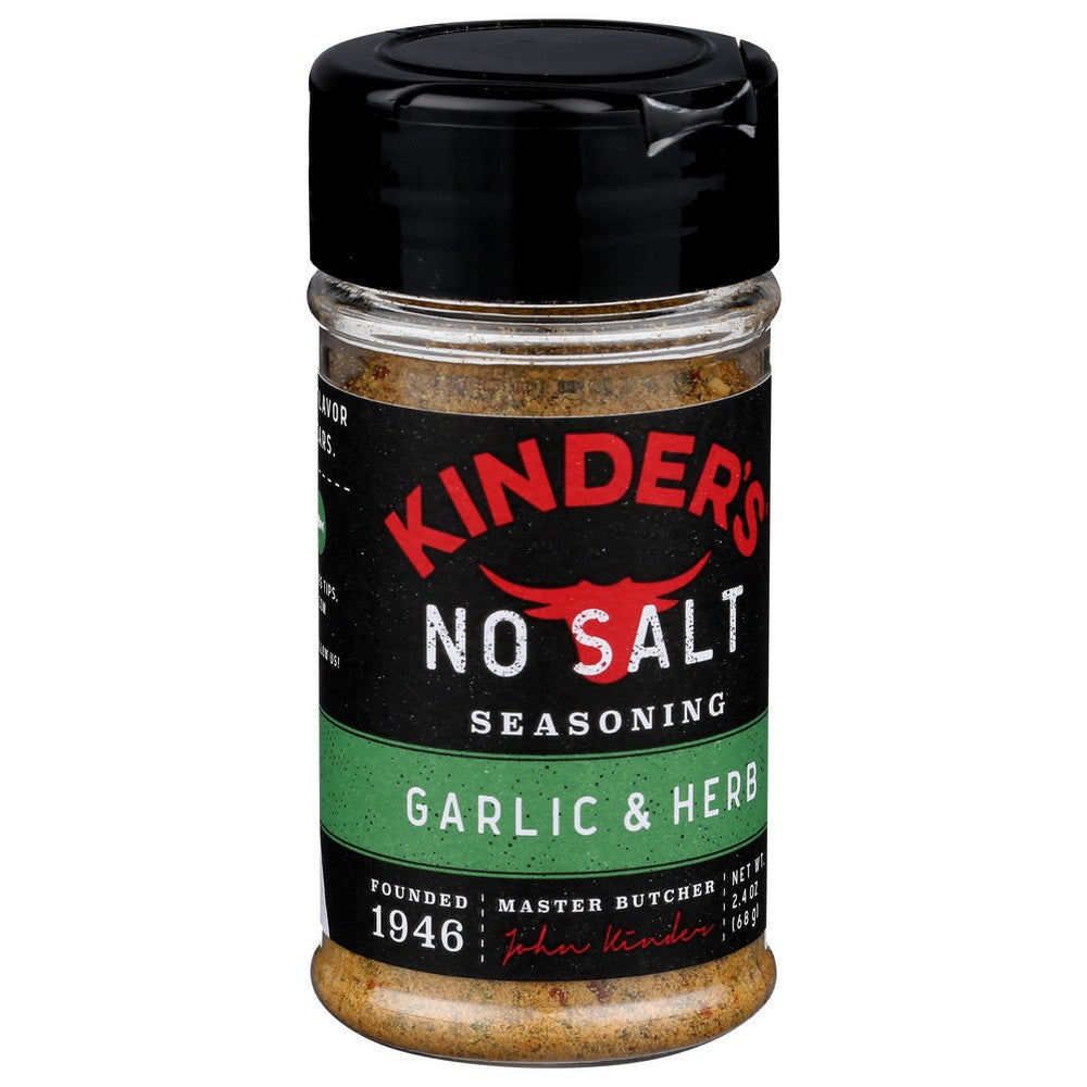 Kinder's 37700,  No Salt Garlic & Herb 2.4 Ounce,  Case of 8