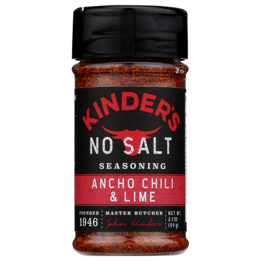 Kinder's 37702,  No Salt Ancho Chili & Lime 2.1 Ounce,  Case of 8