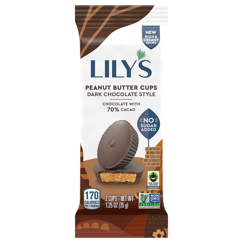 Lilys - Pbtr Cups Dark Choc 2 Pk - Case of 12-1.25 OZ