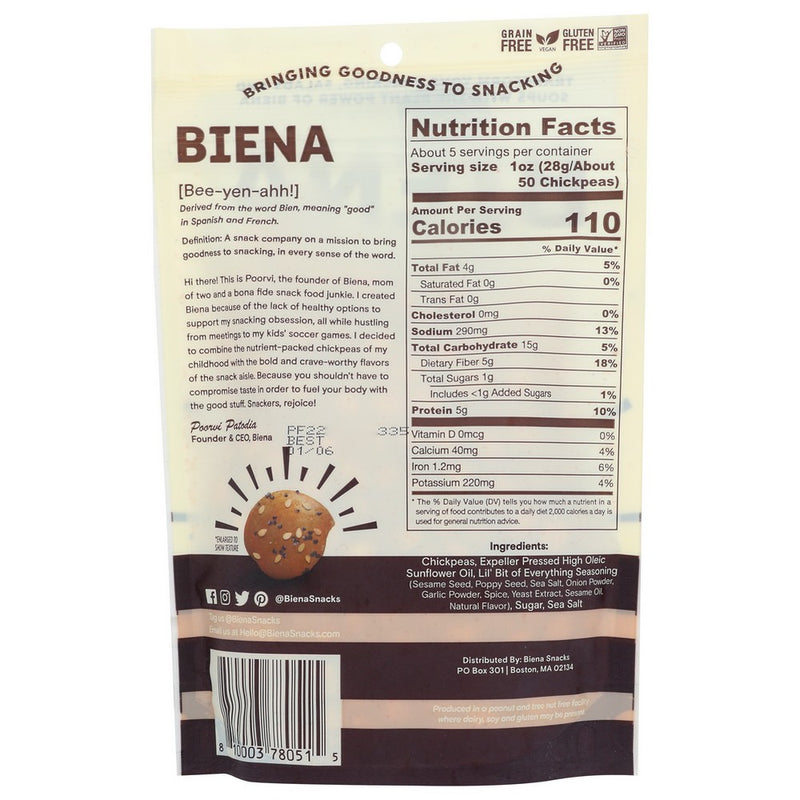 Biena Chickpea Lil Bit Evrythin - 5 Ounce, Case of 8