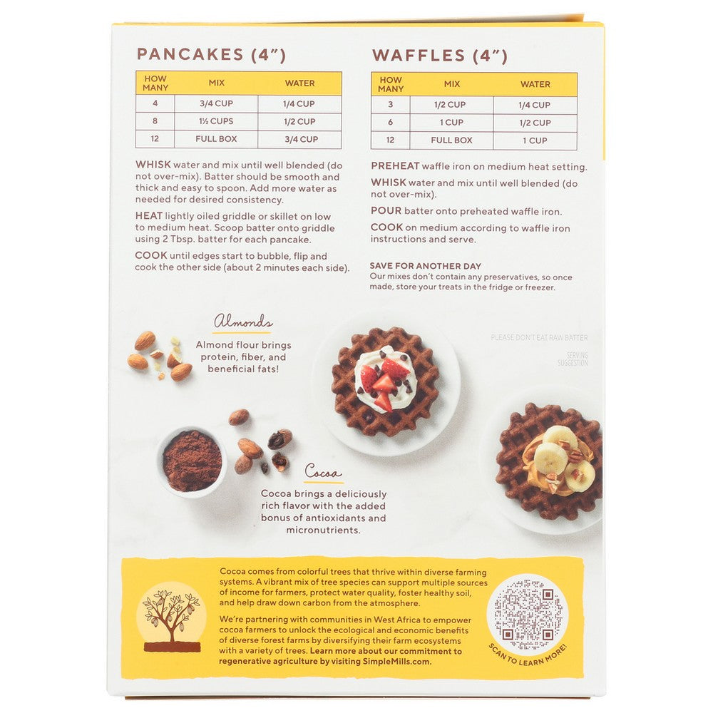 Simple Mills Mix Pancake Waffle Cocoa - 10 Ounce,  Case of 6