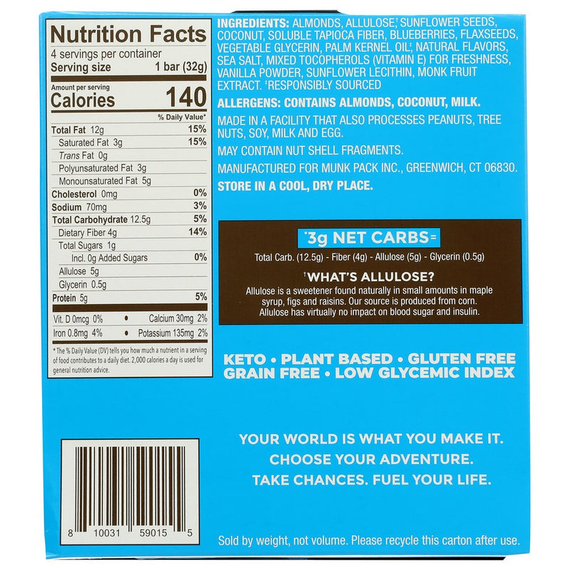 Munk Pack Bar Blubry Almnd Van 4pk - 5 Ounce, Case of 6