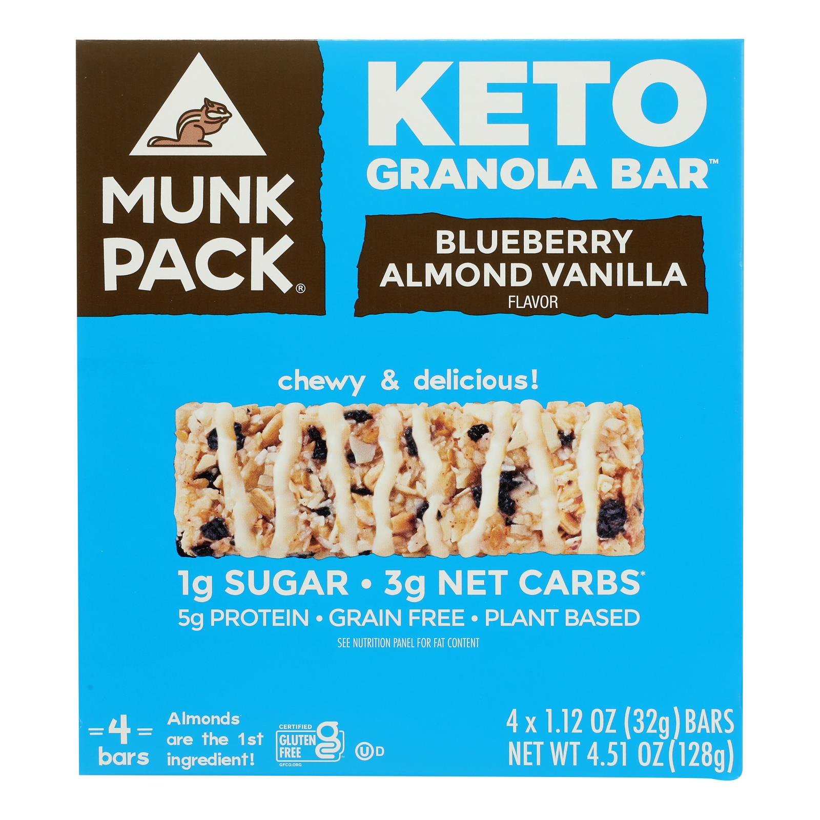Munk Pack - Bar Blueberry Almond Vanilla Keto - Case of 6-4/1.12 ounce