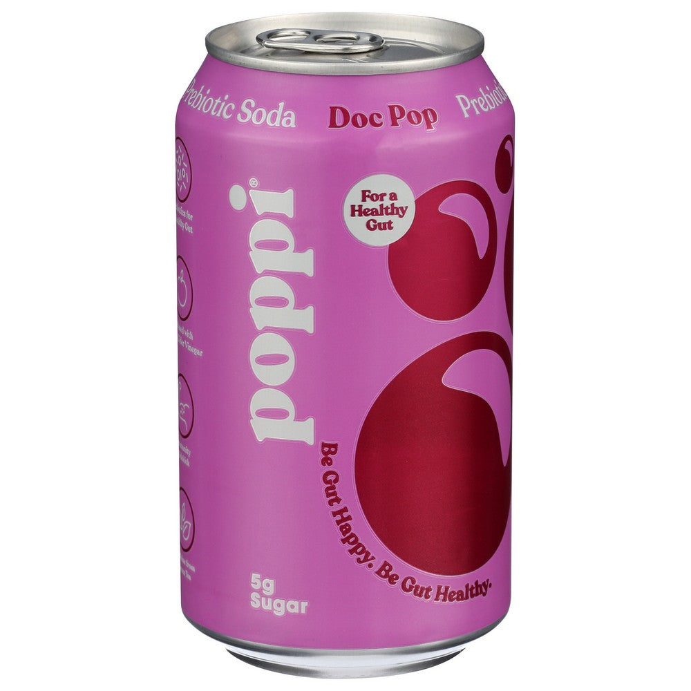 Poppi ,  Doc Pop Flavored Prebiotic Carbonated Soft Drink 12 Fluid Ounce,  Case of 12