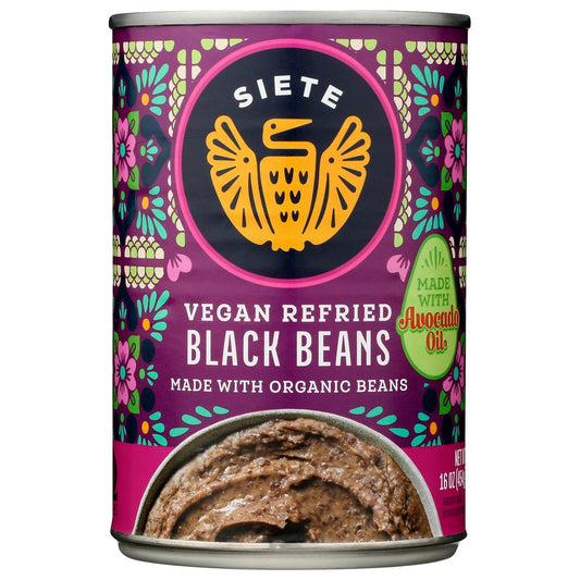 Siete ,  Refried Black Beans 16 Ounce,  Case of 12