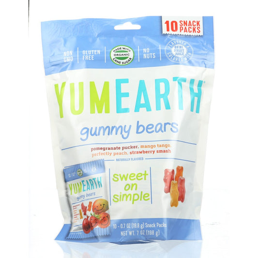 Yumearth Gummy Bear 10 Snkpk Fmly - 7 Ounce,  Case of 12