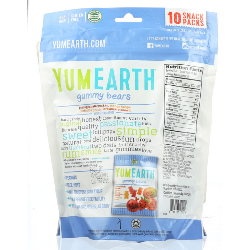 Yumearth Gummy Bear 10 Snkpk Fmly - 7 Ounce, Case of 12