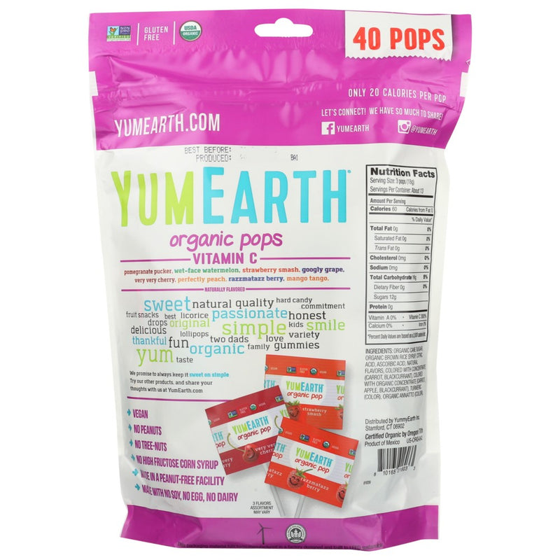 Yumearth Pops Vit C Fmly Bag - 9 Ounce, Case of 12