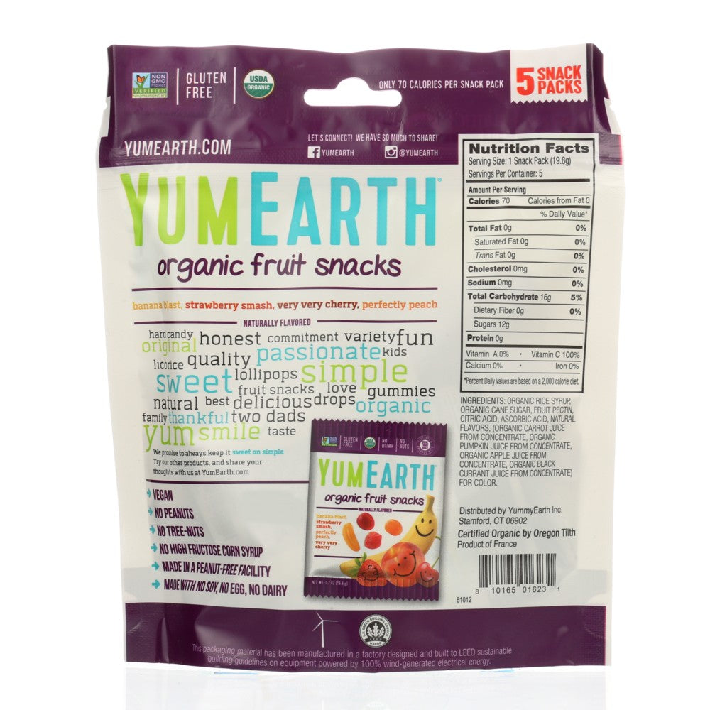 Yumearth Fruit Snck 5ct - 4 Ounce,  Case of 12