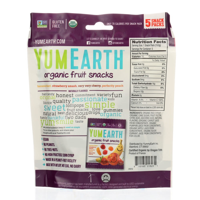 Yumearth Fruit Snck 5ct - 4 Ounce, Case of 12