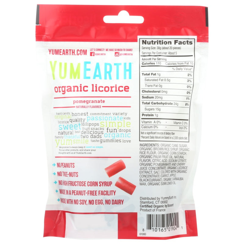 Yumearth Licorice Pomegranate Organic - 5 Ounce, Case of 6