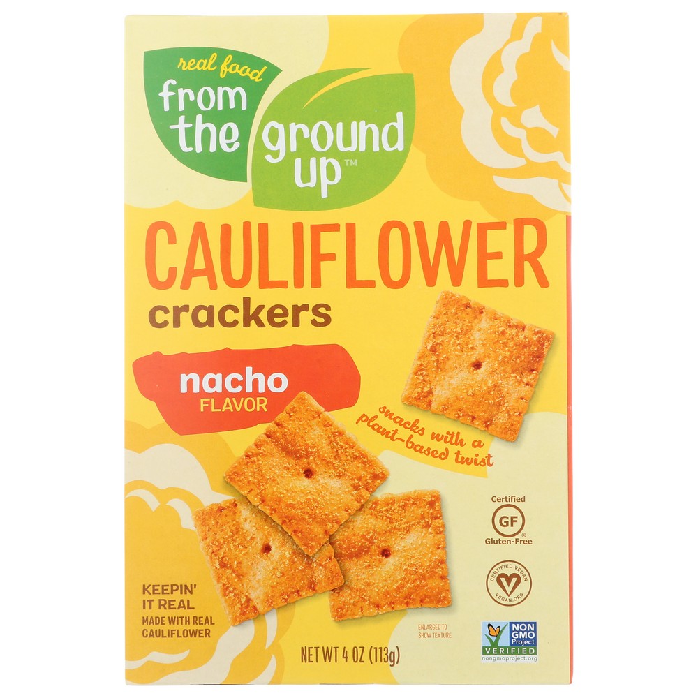 Real Food From The Ground Up® 3006, Cauliflower Nacho Cauliflower Cracker 4 Ounce,  Case of 6