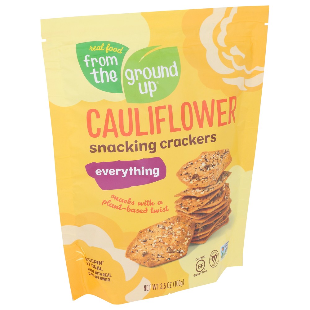 Real Food From The Ground Up® 31320,  Cauliflower Crackers 3.5 Ounce,  Case of 6