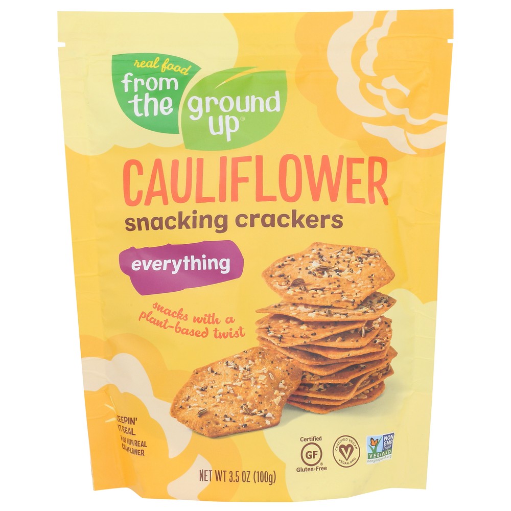 Real Food From The Ground Up® 31320,  Cauliflower Crackers 3.5 Ounce,  Case of 6