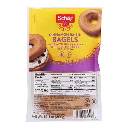 Schar - Bagel Cinnamon Raisin - Case of 4 - 14.1 Ounce