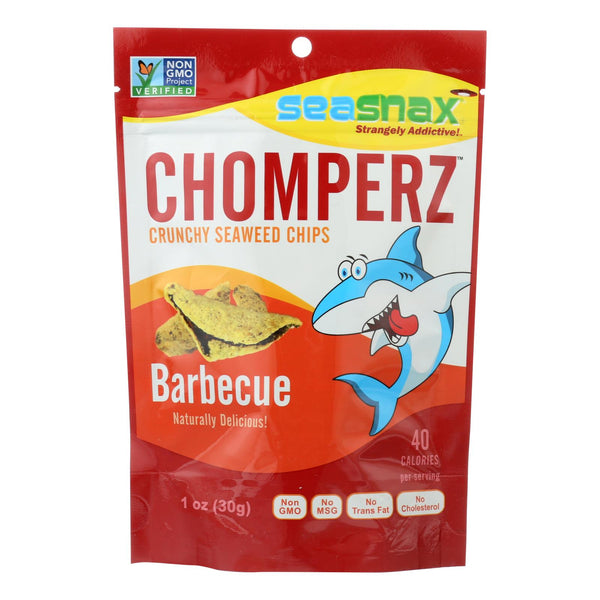 Seasnax Chomperz Crunchy Seaweed Chips - Barbecue - Case of 8 - 1 Ounce.