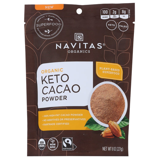 Navitas Organicanics 19308,  Keto Cacao Powder 8 Ounce,  Case of 6