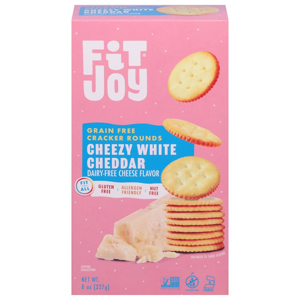 Fitjoy - Cracker Round Wht Cheddar - Case of 8-8 OZ