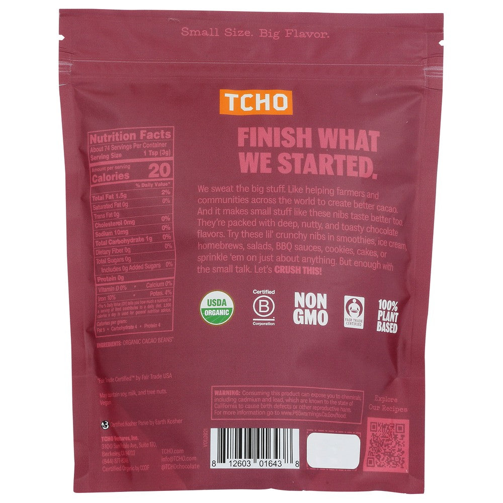 Tcho 11643-21, Tcho Chocolate, Roasted Cacao Nibs, 7.8 Oz.,  Case of 6