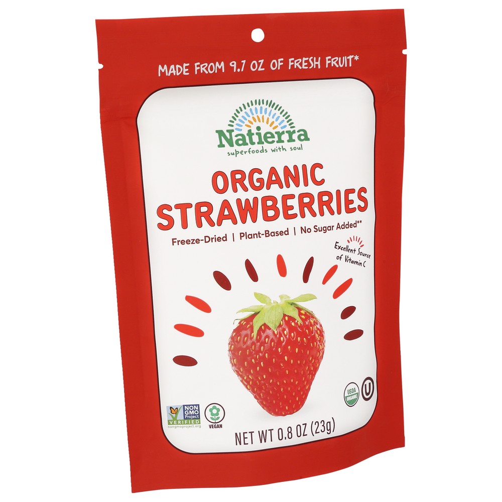 Natierra 81290701621,  Strawberries Organicanic Freeze Dried 0.8 Ounce,  Case of 12