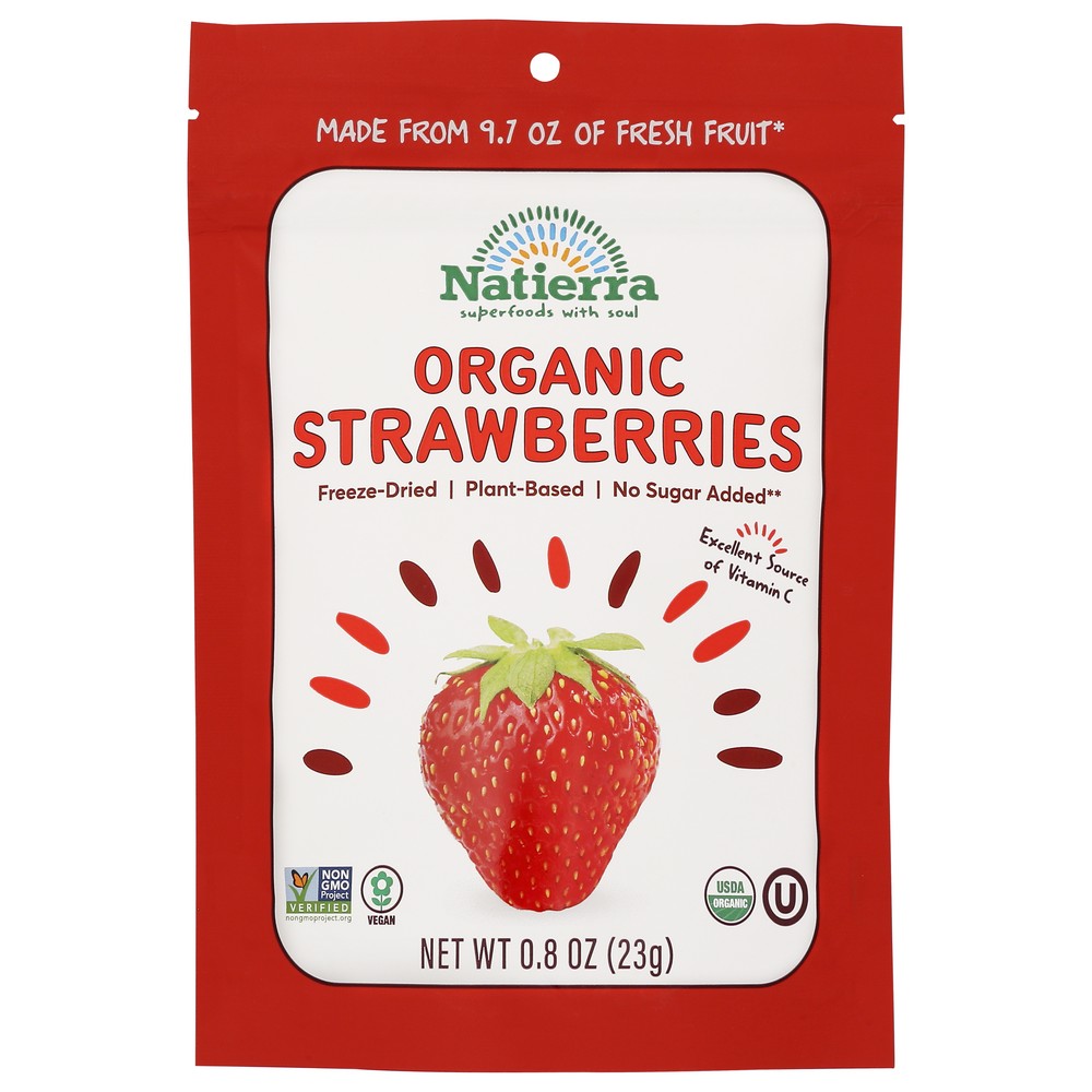 Natierra 81290701621,  Strawberries Organicanic Freeze Dried 0.8 Ounce,  Case of 12