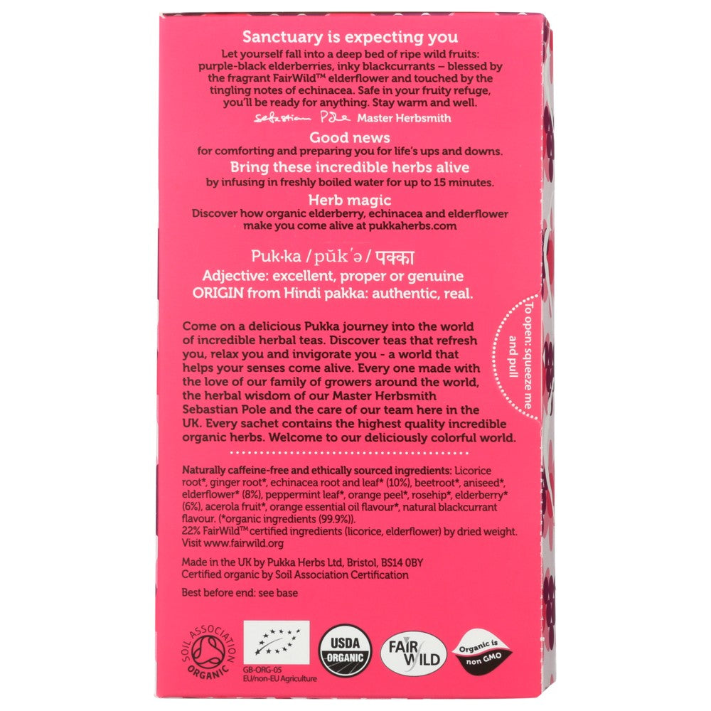 Pukka , Pukka Organicanic Herbal Tea, Elderberry & Echinacea, 40 G,  Case of 4