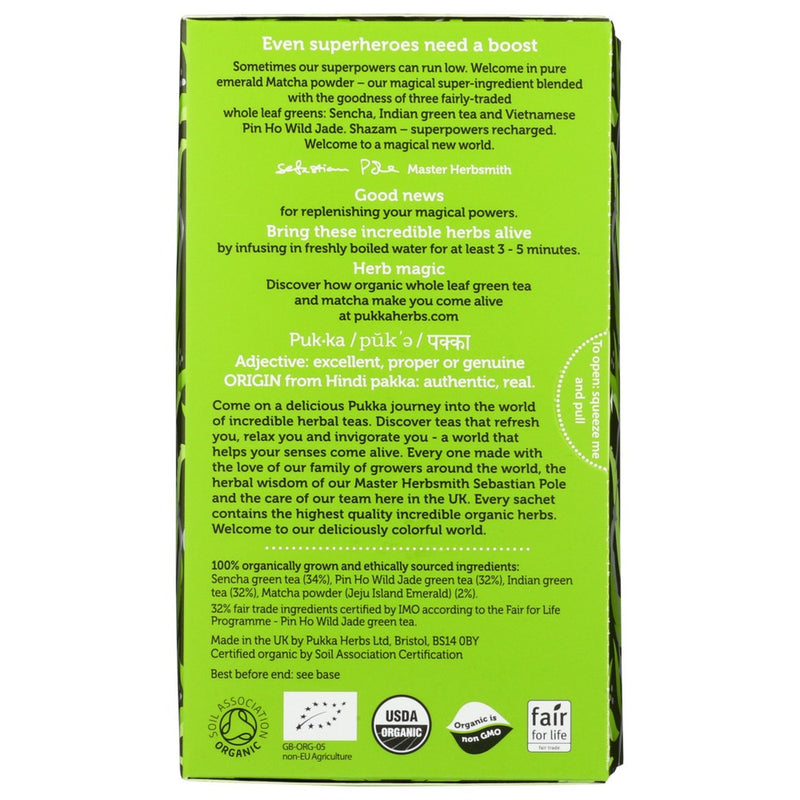 Pukka Herbs Tea Green Matcha - 20 Bag, Case of 4