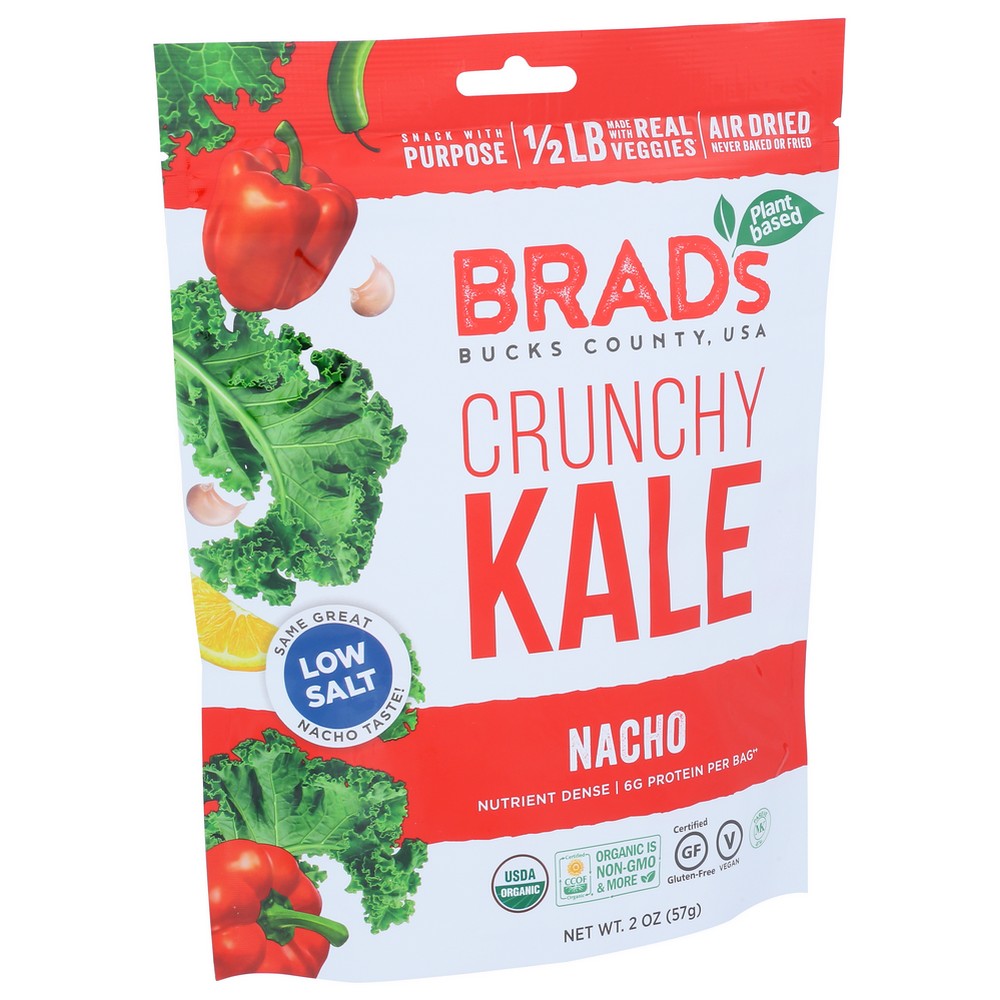 Brad's Plant Based 60120035, Brad's Plant-Based Crunchy Kale, Nacho, 2 Oz.,  Case of 12