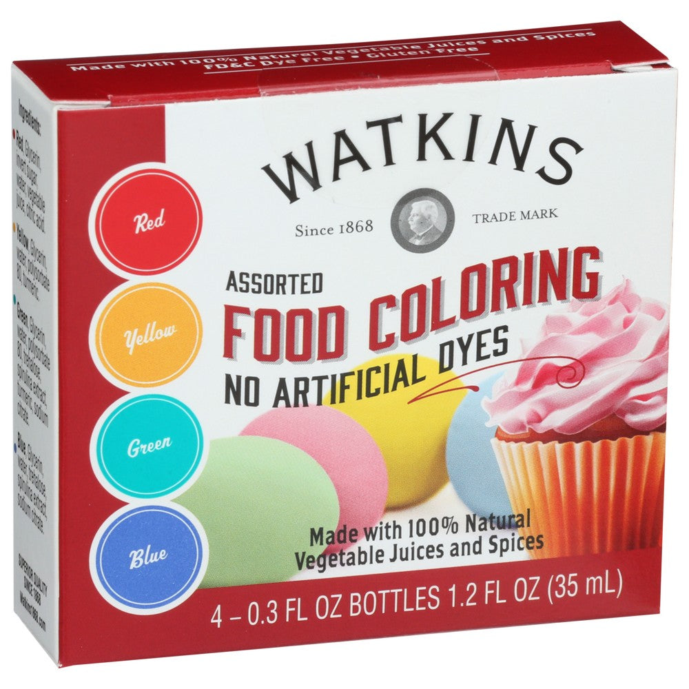 Watkins 60350, Watkins Assorted Food Coloring, 4 Count,  Case of 6