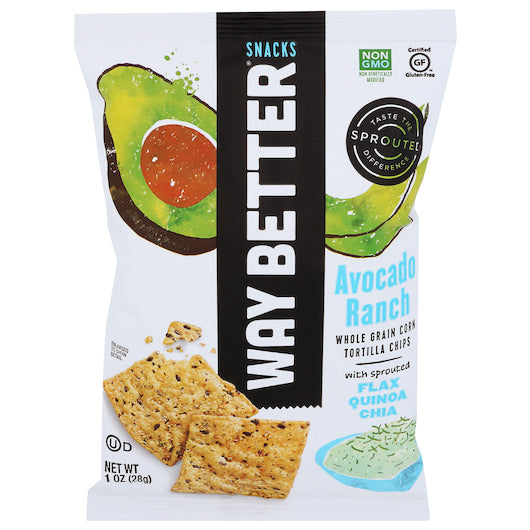 Way Better Snacks Avocado Ranch Tortilla Chips - 1 Oz Bag, 12 Per Case