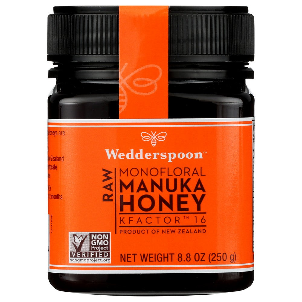 Wedderspoon™ 202151, Kfactor 16, 250G Poly Jar Raw Monofloral Manuka Honey 8.8 Ounce,  Case of 6