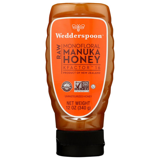 Wedderspoon™ 202961, Kfactor 16, 340G Squeeze Raw Multifloral Manuka Honey Kfactor 16, 340G Squeeze 12 Ounce,  Case of 6