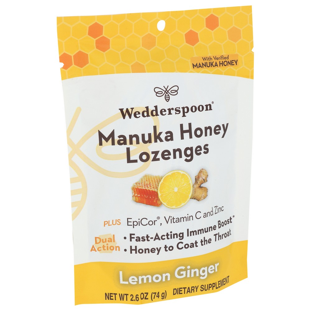 Wedderspoon 202740,  Manuka Honey Immunity Lozenge Lemon Ginger 2.6 Ounce,  Case of 6