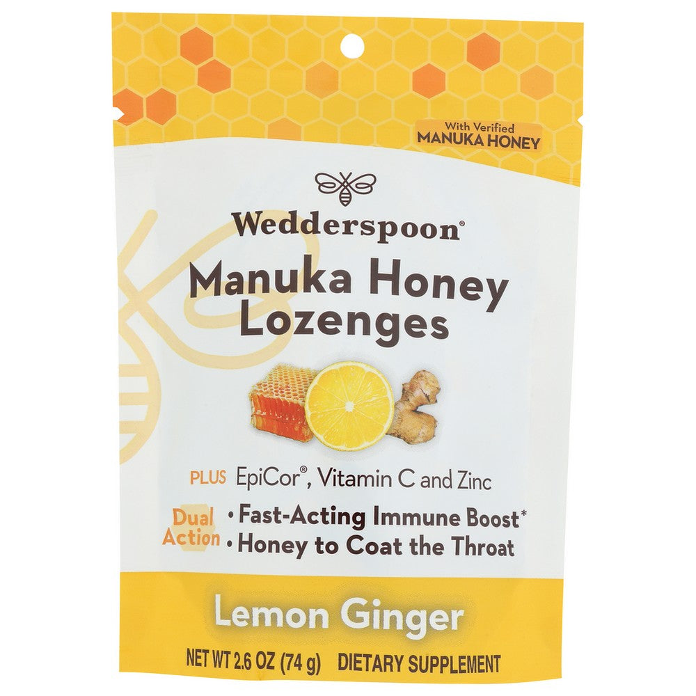 Wedderspoon 202740,  Manuka Honey Immunity Lozenge Lemon Ginger 2.6 Ounce,  Case of 6