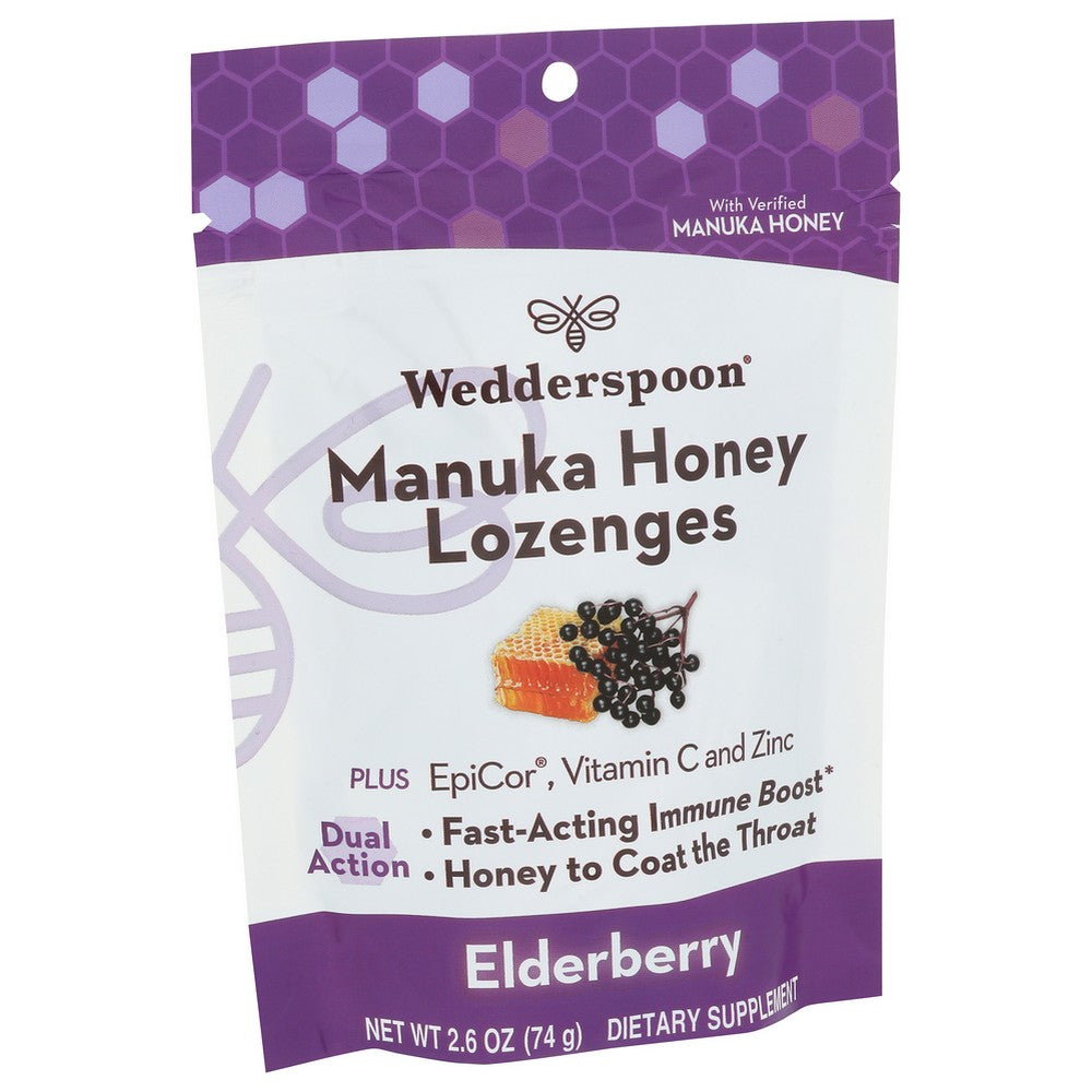 Wedderspoon 202741,  Manuka Honey Immunity Lozenge Elderberry 2.6 Ounce,  Case of 6