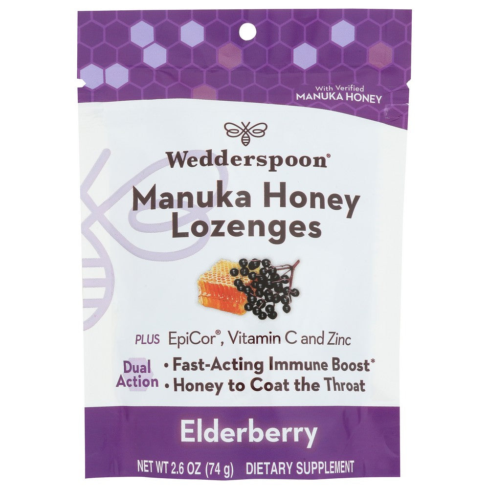 Wedderspoon 202741,  Manuka Honey Immunity Lozenge Elderberry 2.6 Ounce,  Case of 6