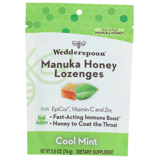 Wedderspoon 202742,  Manuka Honey Immunity Lozenge Cool Mint 2.6 Ounce,  Case of 6