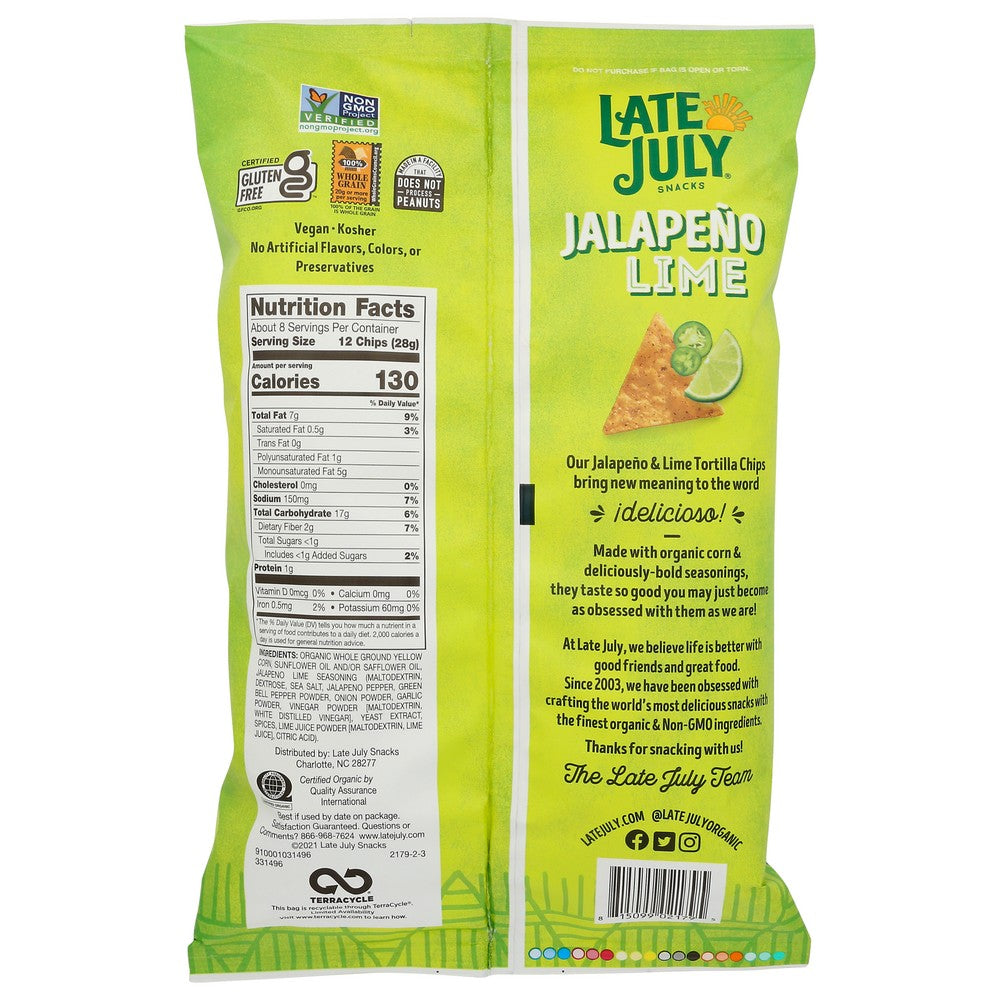 Late July 114443,  Jalapeno & Lime 7.8 Ounce,  Case of 12