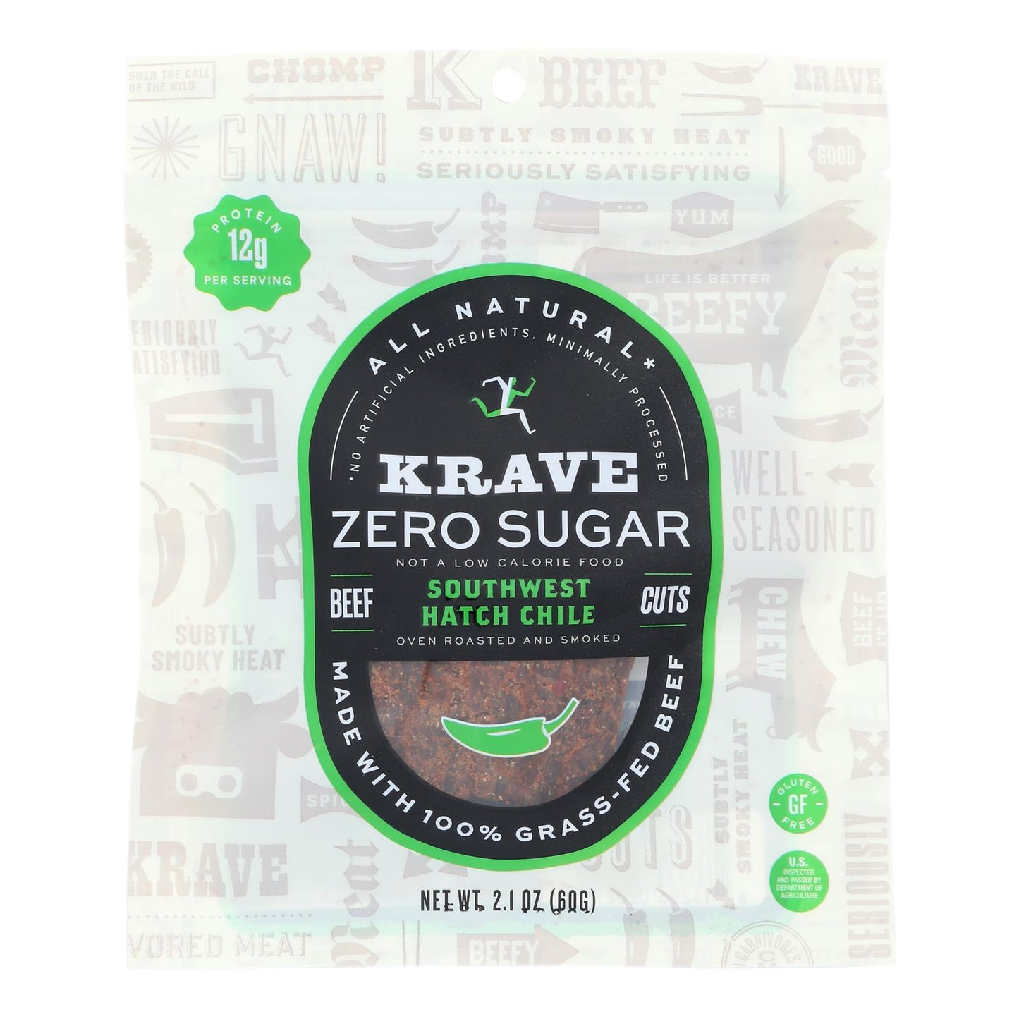 Krave - Beef Jrky Sugar Free Swest Hatch - Case of 8-2.1 Ounce