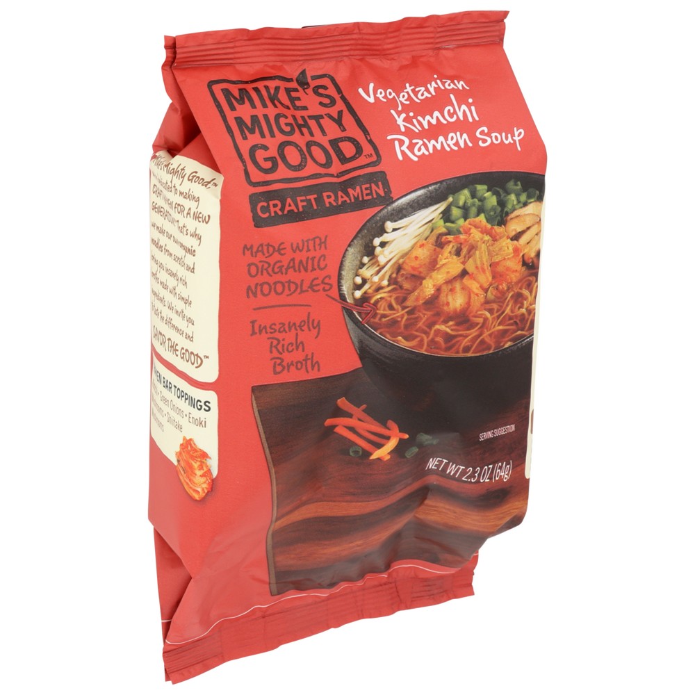 Mike's Mighty Good™ 02201, Vegetarian Kimchi Ramen Noodle Soup Pillow Pack (Made With Organicanic Ramen) Craft Ramen 2.3 Ounce,  Case of 7