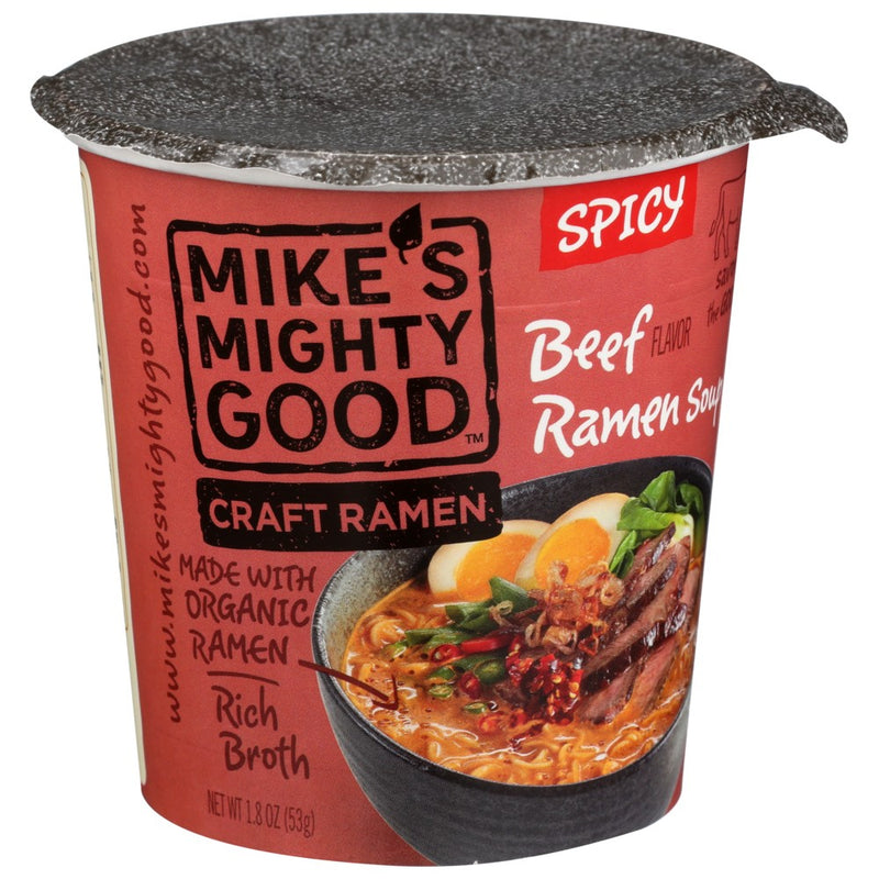 Mikes Mighty Good Soup Cup Beef Spicy Organic - 2 Ounce, Case of 6