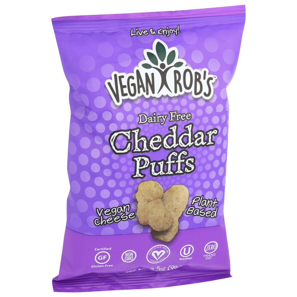 Vegan Rob's , Vegan Rob's Dairy Free Cheddar Puffs, 3.5 Oz.,  Case of 12