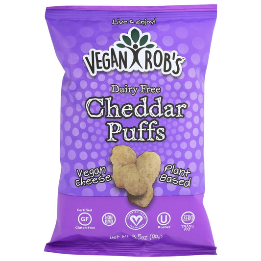 Vegan Rob's , Vegan Rob's Dairy Free Cheddar Puffs, 3.5 Oz.,  Case of 12