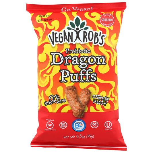 Vegan Rob's™ , Probiotic Dragon Puffs 3.5 Ounce,  Case of 12