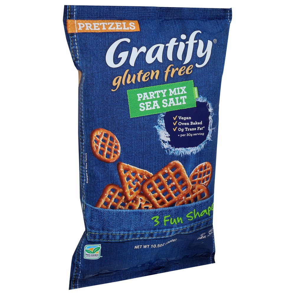 Gratify , Sea Salt Party Mix Pretzels 10.5 Ounce,  Case of 6